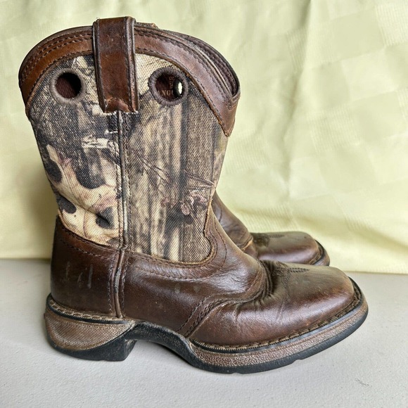 Lil' Durango Saddle Camo Square Toe Western Cowboy Boots Kids Size 8 - Picture 1 of 10